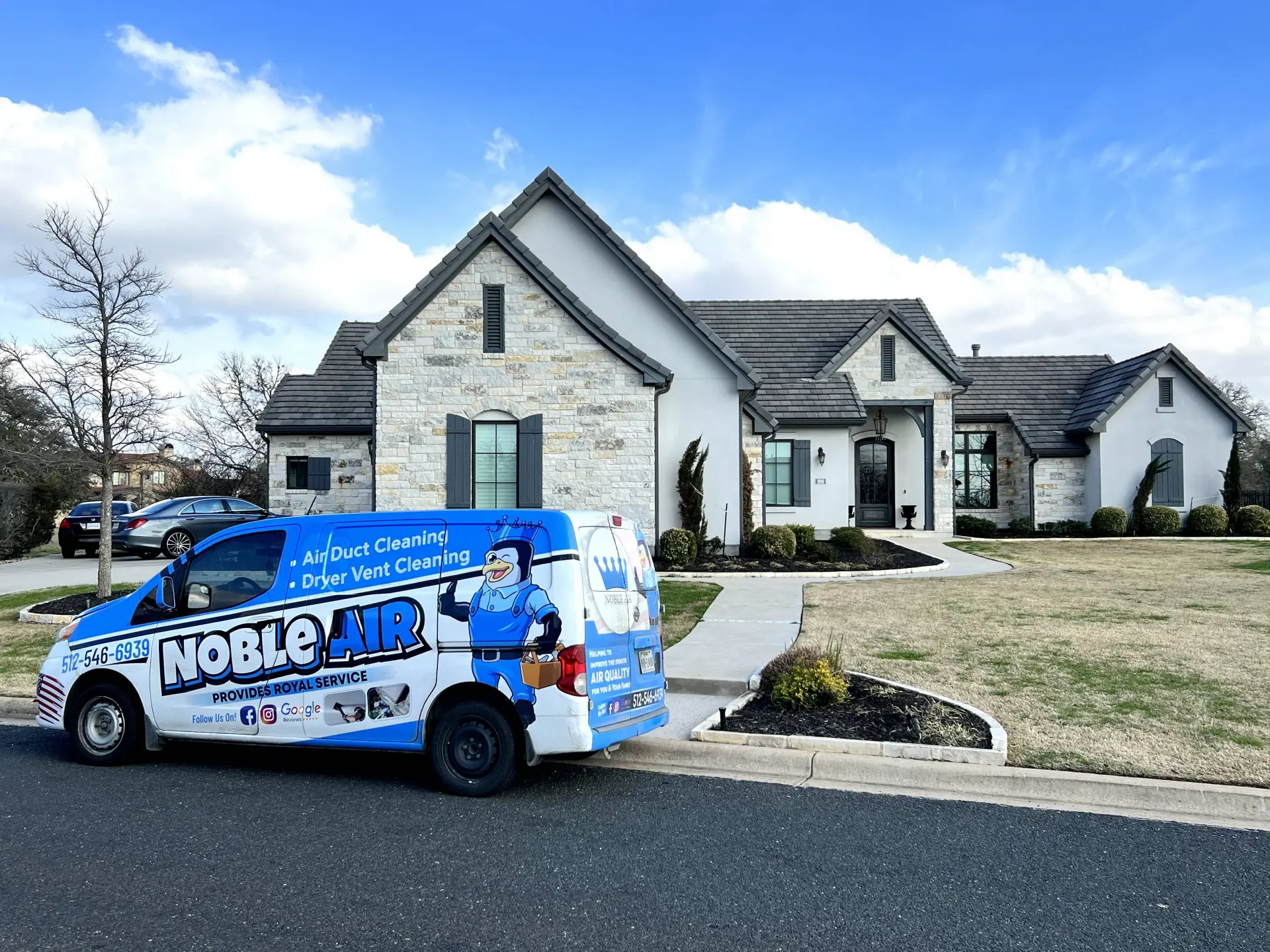 Noble Air duct cleaning van serving Round Rock neighborhoods