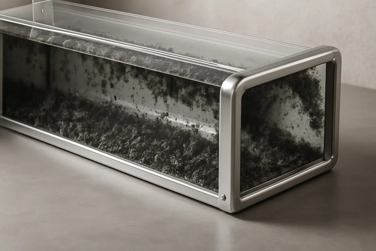 A set of air duct cleaning brushes used for removing mold and debris from air ducts.