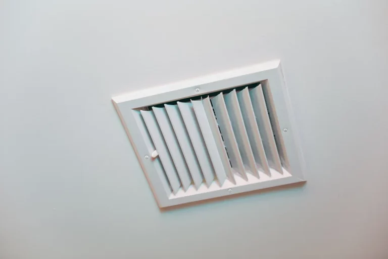Closeup of a clean metal air duct in a modern ventilation system related to mold myths